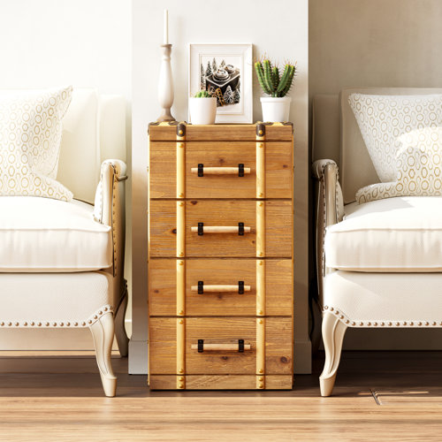 Gracie Oaks Febo Fully Assembled Vintage Mid Century Nightstand with 4